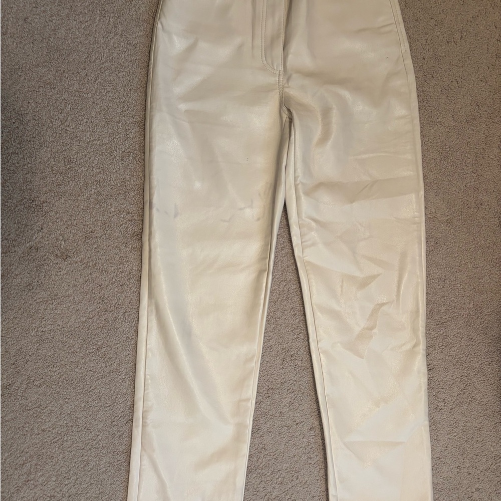 Aritzia Wilfred Cream Leather Pants